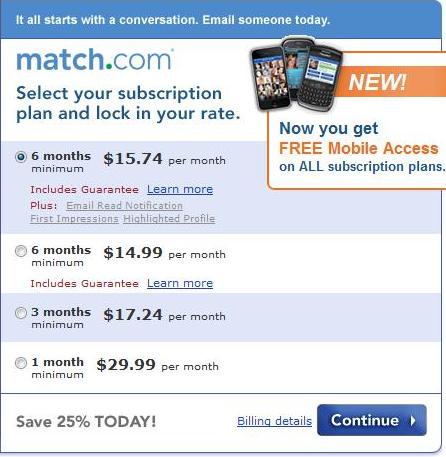 Match.com Discount Subscription